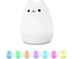 Portable Cute Silicone LED Night Lamp,USB Rechargeable Children Night Light with Warm White & 7-Color Breathing Modes, Touch Sensor Control