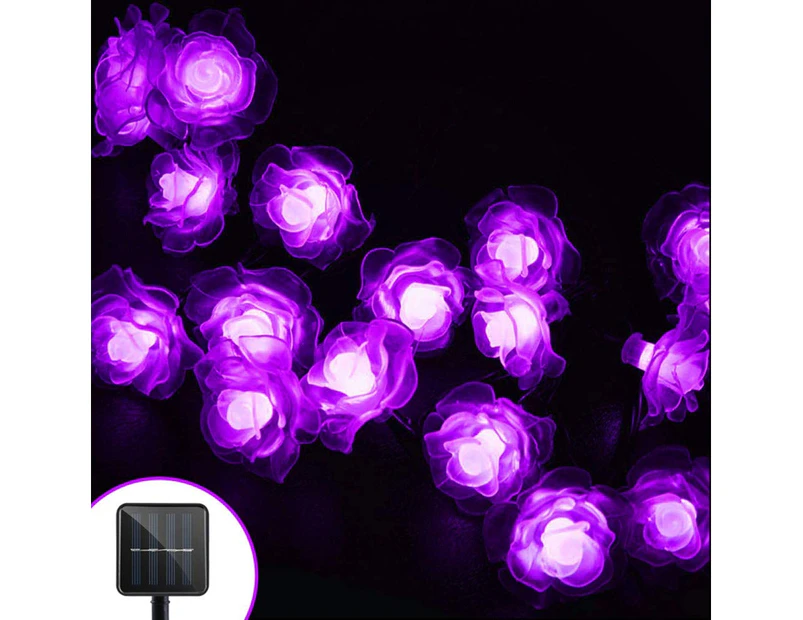 Outdoor Solar String Lights Waterproof Decorative Purple Camping Fairy Lights 15.75Ft 20Leds 8 Modes - Rose Purple