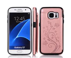 For Samsung Galaxy S7 Leather Cover Wallet - Rose Gold