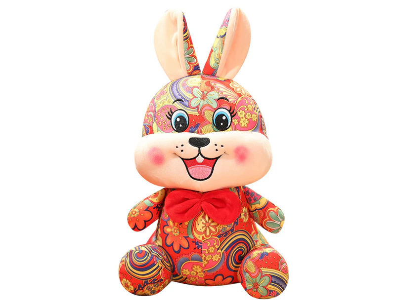 Rabbit Plush Toy Colorful Printed Bunny Doll Plushies Festival Decoration Lovely Stuffed Animal 2023 Year Rabbit Doll Plush Pendant New Year Gift