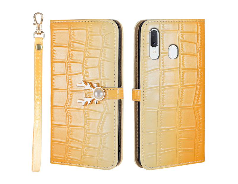 For Samsung Galaxy A20/A30 Cover Wallet - Yellow