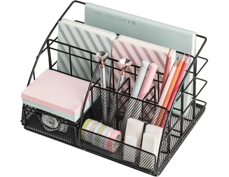 Desk Organizers and Accessories, Large, All in One Desk Organizer Pencil Holder with Drawer, Desktop Organizer with More Space for Office Supplies and Desk