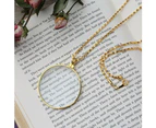 Monocle Lens Necklace 5x Magnifier Magnifying Glass Pendant Coin Loup Gold