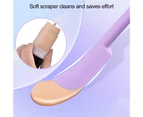 3Pcs/Set Cream Scraper Unbreakable 3 Shapes Long Handle Double Head Design Anti-slip Non-deformation Cosmetic Scraper for Beauty Shop - Purple