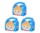 3Pcs Cake Pastry Box Cartoon Christmas Style Decorative Muffin Box Square Tote Box for Cake Shop - Blue