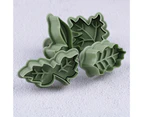 4Pcs/Set Baking Moulds Spring Handle Leaf Shape Quick Demoulding DIY Biscuit Dies Kitchen Tools for Dining Room - Green