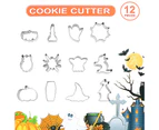 12Pcs/Set Cookie Cutter Durable Wear-resistant Biscuit Mold Rust-Proof Stainless Steel Celebration Birthday Cookie Cutters for Home - Silver
