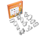 12Pcs/Set Cookie Cutter Durable Wear-resistant Biscuit Mold Rust-Proof Stainless Steel Celebration Birthday Cookie Cutters for Home - Silver