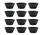 12Pcs Round Stackable Muffin Cups Non-stick High Temperature Resistant Bakeware Food Grade Silicone Baking Molds Party Favors - Black