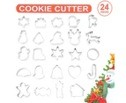 24Pcs/Set Biscuit Mold Reusable Cookie Mold Rust-Proof Hand Skills Improving Stainless Steel Celebration Birthday Cookie Cutters for Bakery - Silver