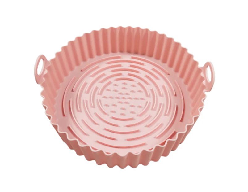 Air Fryers Basket Non-stick Reusable High Temperature Resistance Bakeware Anti-stick Grill Pan for Bakery - Pink