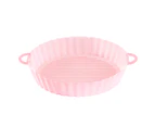 Air Fryers Liner Round Easy to Clean High Temperature Resistant Microwave Safe Double Ears Bakeware Silicone Chicken Air Fryers Basket for Cake Shop - Pink