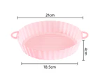 Air Fryers Liner Round Easy to Clean High Temperature Resistant Microwave Safe Double Ears Bakeware Silicone Chicken Air Fryers Basket for Cake Shop - Pink