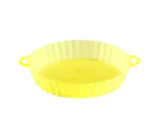 Air Fryers Liner Round Easy to Clean High Temperature Resistant Microwave Safe Double Ears Bakeware Silicone Chicken Air Fryers Basket for Cake Shop - Yellow