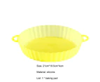 Air Fryers Liner Round Easy to Clean High Temperature Resistant Microwave Safe Double Ears Bakeware Silicone Chicken Air Fryers Basket for Cake Shop - Yellow