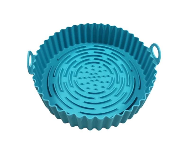 Air Fryers Basket Non-stick Reusable High Temperature Resistance Bakeware Anti-stick Grill Pan for Bakery - Blue