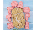 8Pcs/Set Biscuit Mold Non-stick DIY Safe Repair Tool Shape Cookie Cutter Baking Tools - Pink