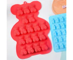 Chocolate Mould Animal Shape Easy-Demoulding DIY Non-stick Heat-resistant 50 Holes Bear Gummy Silicone Mould for Kitchen - Red