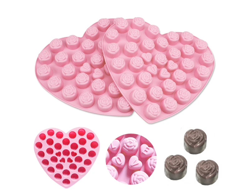 Cake Mold Heat-resistant Easy Demoulding Non-stick Rose Shape DIY Baking Food Grade Silicone Love Rose Chocolate Mold for Kitchen - Pink