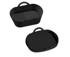 Baking Tray Foldable Non-Stick Silicone Air-Fryer Pot Pan Kitchen Grill Accessories for Party - Black