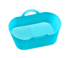 Baking Tray Foldable Non-Stick Silicone Air-Fryer Pot Pan Kitchen Grill Accessories for Party - Blue