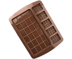 Chocolate Mold Heat-Resistant Food Grade Reusable Non-stick BPA Free DIY Silicone Cake Candy Making Dessert Mold Baking Supplies for Home - Brown