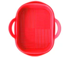 Baking Tray Foldable Non-Stick Silicone Air-Fryer Pot Pan Kitchen Grill Accessories for Party - Red