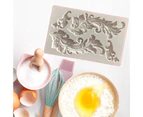 Cake Mold Food Grade High Temperature Resistant Non-stick Reusable Fine Workmanship DIY Crafts Long Lasting Relief Flourish Silicone Fondant Mold - Grey