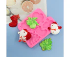 Cake Mold Non-stick Reusable Food Grade Do Cake Decorating Silica Gel Xmas Theme Biscuit Mold for Cake Shop - Pink