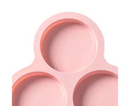Cake Mold 3 Cavity Quick Release High Temperature Resistant Reusable Easy to Clean Multipurpose Flexible Round Shape Baking Pan Bakeware - Pink