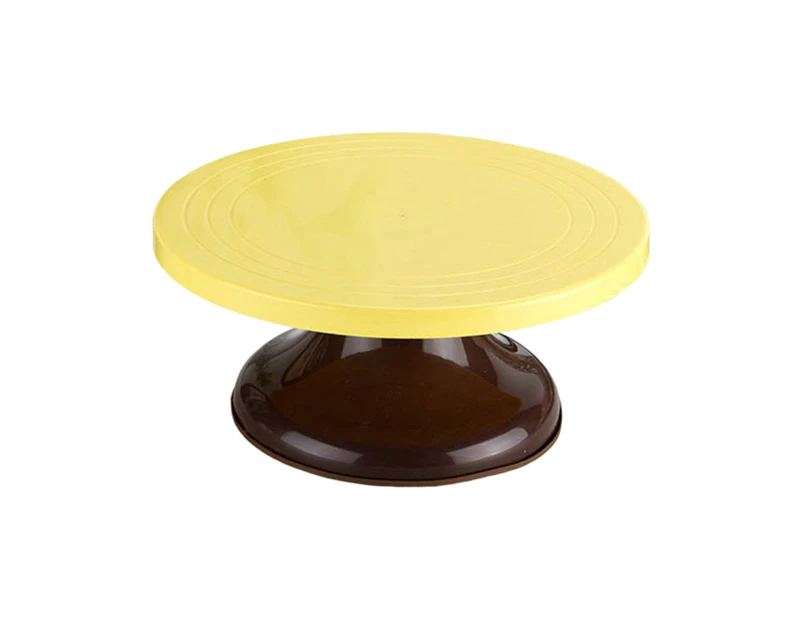 Revolving Cake Stand Stable Base Flexible Low Noise Non-slip DIY Baking 10.6-inch Rotating Cake Turntable Cupcake Decorating Supplies for Home - Yellow
