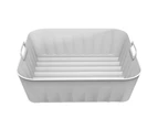 Fryer Pad Wave Groove Heating Evenly Heat-resistant Oilproof Bakeware Square Odorless Barbecue Baking Pan for Kitchen - Grey