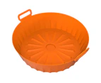 Fryer Pad 3D Drainage Groove Heat-resistant Flower Texture with Handle Food Grade Foldable Roasting Tray for Household - Orange