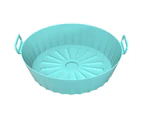Fryer Pad 3D Drainage Groove Heat-resistant Flower Texture with Handle Food Grade Foldable Roasting Tray for Household - Blue