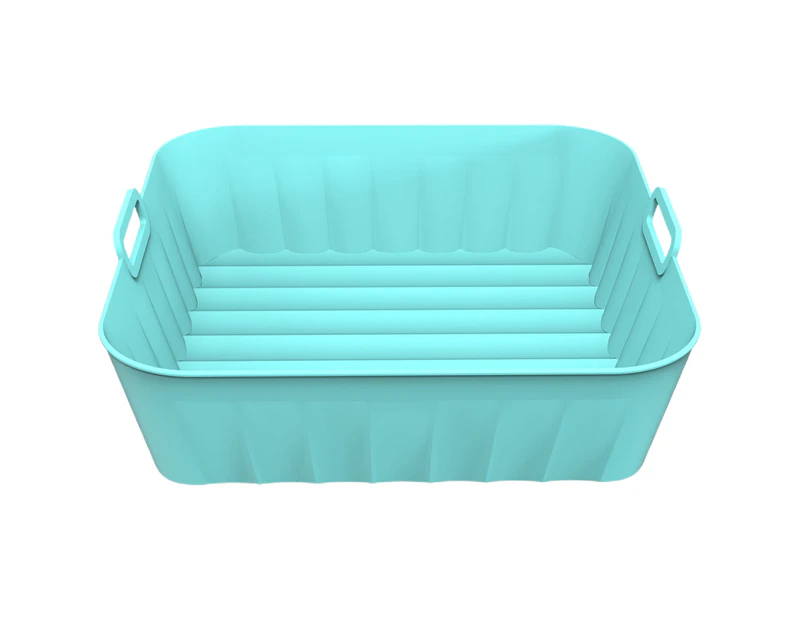 Fryer Pad Wave Groove Heating Evenly Heat-resistant Oilproof Bakeware Square Odorless Barbecue Baking Pan for Kitchen - Blue