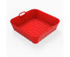 Fryer Pad Wave Groove Heating Evenly Heat-resistant Oilproof Bakeware Square Odorless Barbecue Baking Pan for Kitchen - Red