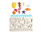 Fondant Mold Non-sticky Easy Release DIY Mermaid Tail Shell Silicone Cup Cake Decoration Mould for Kitchen - White