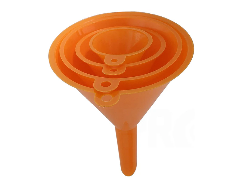 4 piece set Funnel Plastic Set for Auto Oil, Gas and Liquids Auto Home Kitchen Auto Refueling Tool (orange)