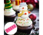 Snowman Cookie Mould Food Grade Non-stick Eco-friendly Heat-resistant Baking Supplies Christmas Theme Cake Mould for Home - Pink