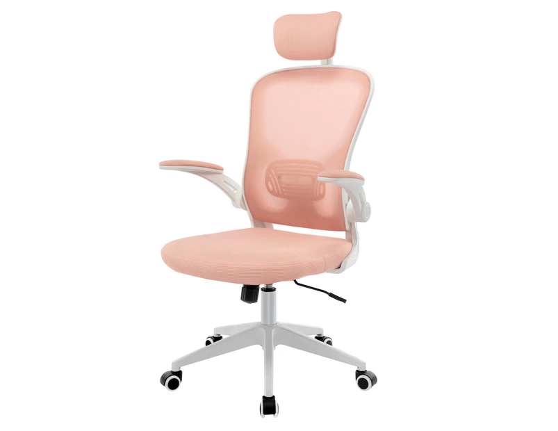 Office Chair Adjustable Headrest High Back Study Ergonomic Breathable Home Mesh Chair Computer Desk Chair Pink