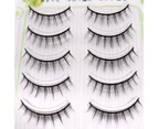 SunnyHouse 5Pairs False Eyelashes Easy to Use Natural Fiber Cross Makeup Extensions Eye Lashes for Bride-Black
