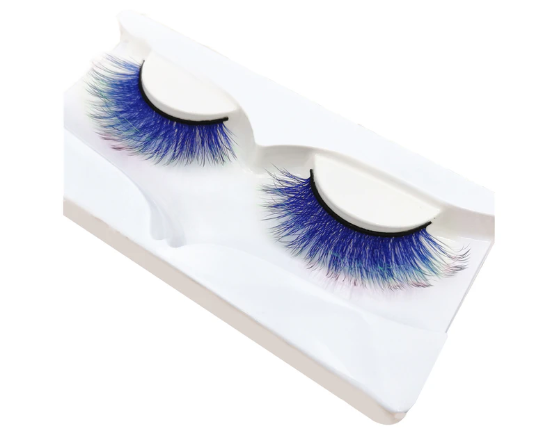 SunnyHouse 1 Pair 3D False Eyelashes Fluorescent Comfortable to Wear Fiber Gradient Color Beauty False Eye Lashes for Women - G