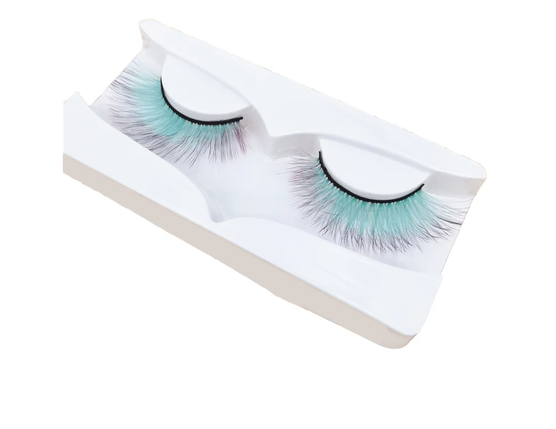 SunnyHouse 1 Pair 3D False Eyelashes Fluorescent Comfortable to Wear Fiber Gradient Color Beauty False Eye Lashes for Women - E