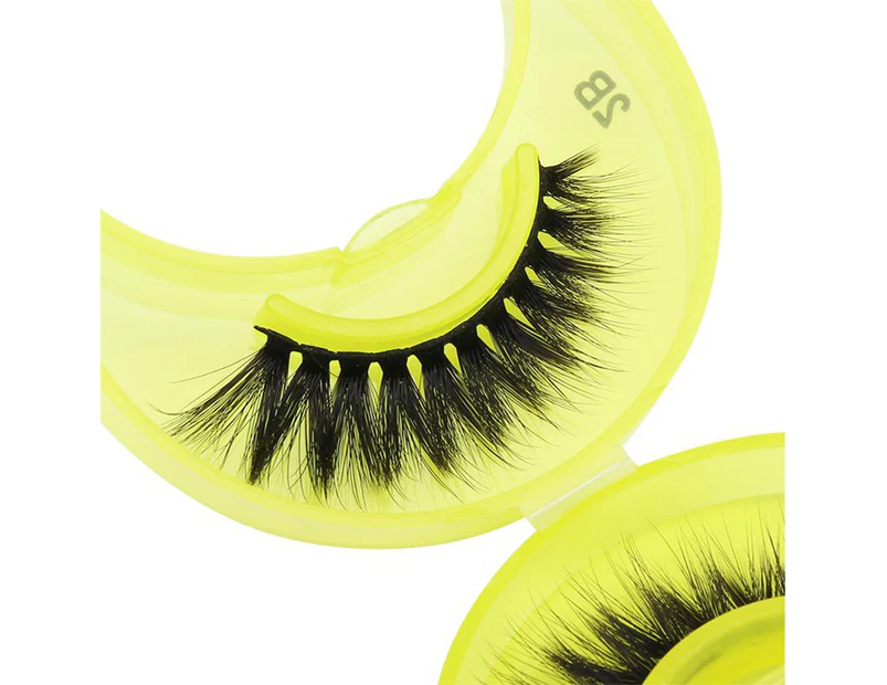 SunnyHouse 1 Pair Fake Eyelash Reusable Multiple Layers Natural Effect 3D Faux Eye Lash for Performance - Yellow 2