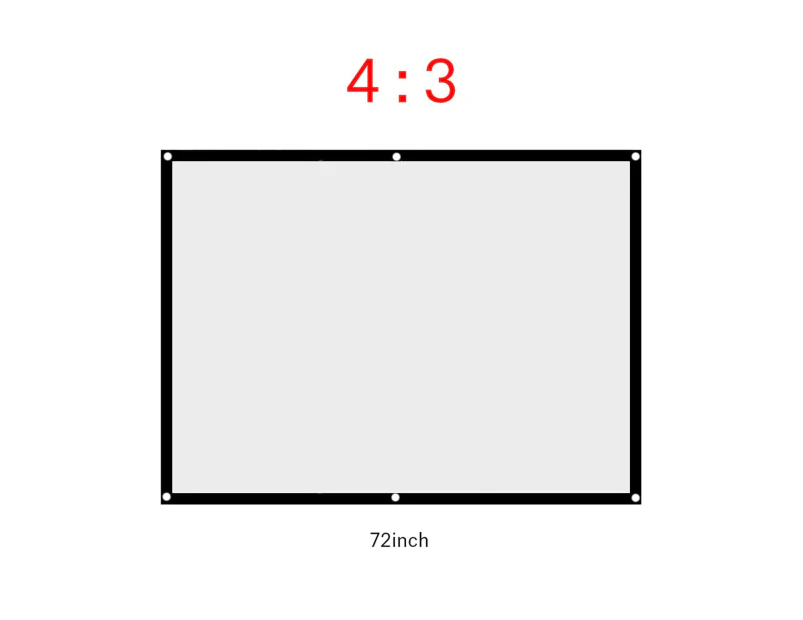 Projector Screen 72 Inch with 4:3 HD 4K Screen for School Home Theatre Cinema Foldable Outdoor 1.46x1.1m