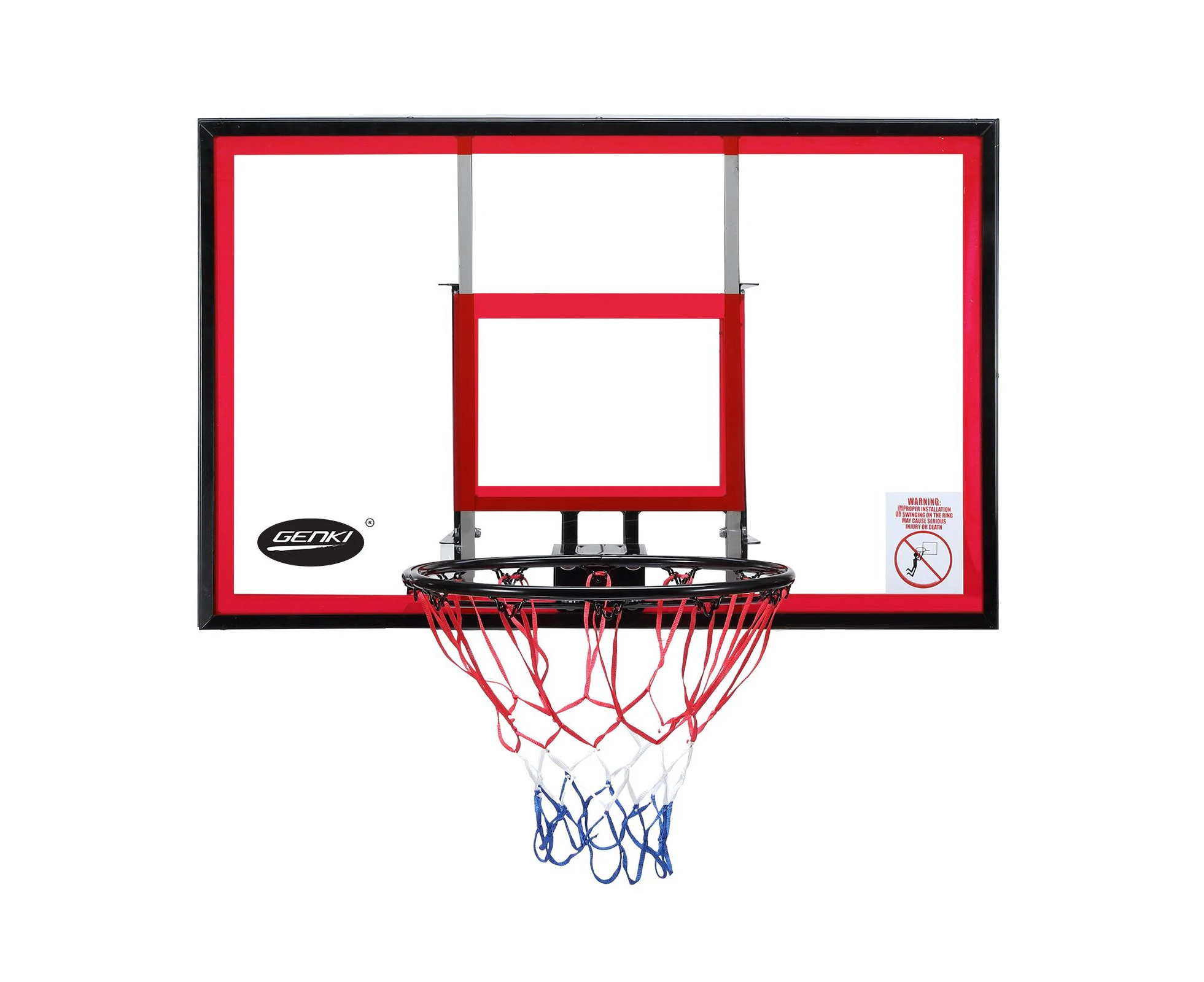 Indoor Basketball Hoop Wall Mounted Backboard Ring System Set Net Door Goals Rim Standard No.7 Balls 110 x 70cm