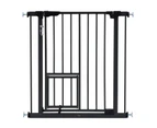 Safety Dog Gate Adjustable Pet Barrier Kids Security Guard Safe Fence for Stairs w/ Walk Through Door 77cm Black