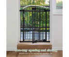 Safety Dog Gate Adjustable Pet Barrier Kids Security Guard Safe Fence for Stairs w/ Walk Through Door 77cm Black