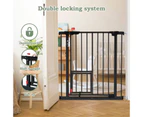 Safety Dog Gate Adjustable Pet Barrier Kids Security Guard Safe Fence for Stairs w/ Walk Through Door 77cm Black