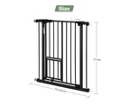 Safety Dog Gate Adjustable Pet Barrier Kids Security Guard Safe Fence for Stairs w/ Walk Through Door 77cm Black